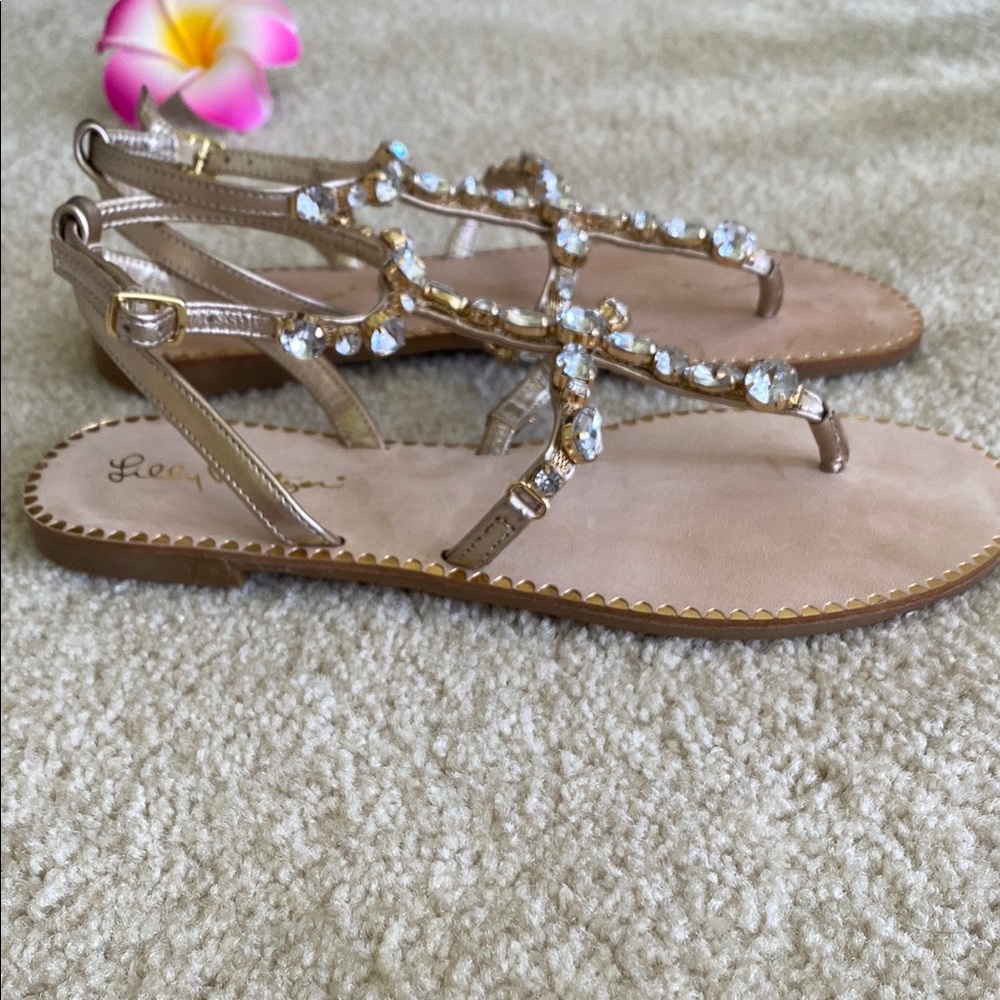 Elegant Lilly Pulitzer gold rhinestone Abbi Sandals, 6.5, NWT - Picture 8 of 13